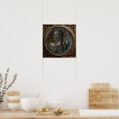 ANTIEKE ROMEINSE BRONZEN MEDAILLON SEPTIMUS SEVERU POSTER (Keuken)