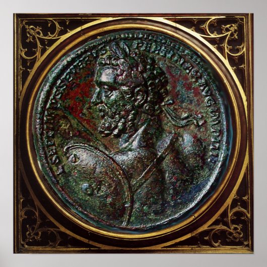 ANTIEKE ROMEINSE BRONZEN MEDAILLON SEPTIMUS SEVERU POSTER (Voorkant)