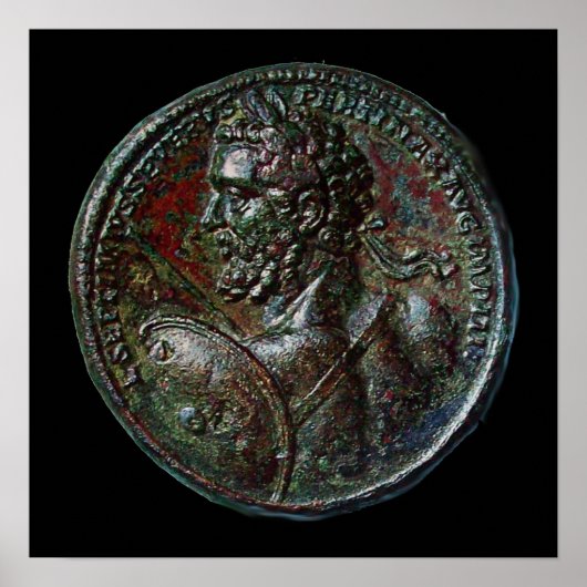 ANTIEKE ROMEINSE BRONZEN MEDAILLON SEPTIMUS SEVERU POSTER (Voorkant)