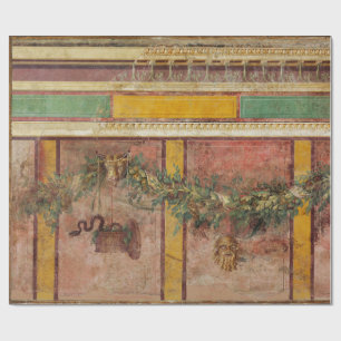 ANTIEKE ROMEINSE FRESCO,SATYR MASKEREN,KRANS,VRUCH CADEAUPAPIER
