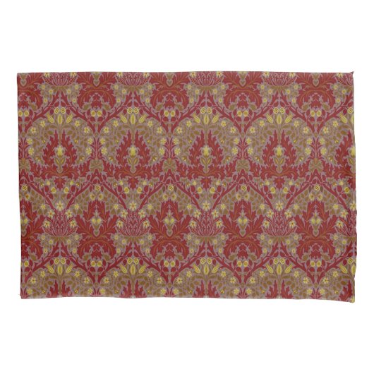 Antieke Rood Goud William Morris Herfst Bloemen Kussensloop (Voorkant)