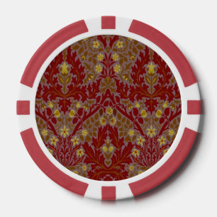 Antieke Rood Goud William Morris Herfst Bloemen Poker Chips