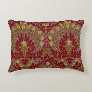 Antieke Rood Goud William Morris Herfstbloemen Accent Kussen