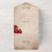 Antieke rood roze gouden zwarte perkamenten trouwd all in one uitnodiging (Buitenkant)