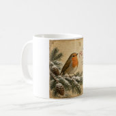 antieke roodborst kerst mok  (Voorkant links)