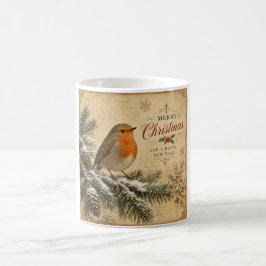 antieke roodborst kerst mok