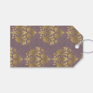 Antieke Rookkleurige Mauve Gouden Medaillon Hanger Cadeaulabel