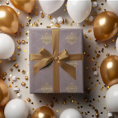 Antieke Rookkleurige Paarse Medaillon Cadeaupapier