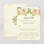 Antieke Roos 3.5 x 5 RSVP Kaart Plat (Voorkant / Achterkant)
