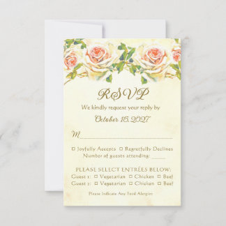 Antieke Roos 3.5 x 5 RSVP Kaart Plat