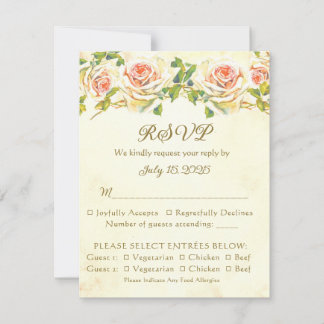 Antieke Roos 4.25 x 5.5 RSVP Plat Kaart 1