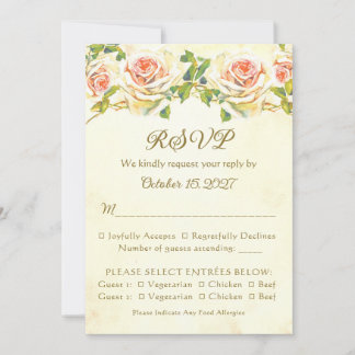 Antieke Roos 5 x 7 RSVP Kaart Plat