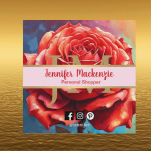 Antieke Roos AI Gegenereerd Bloemendesign Vierkante Visitekaartje