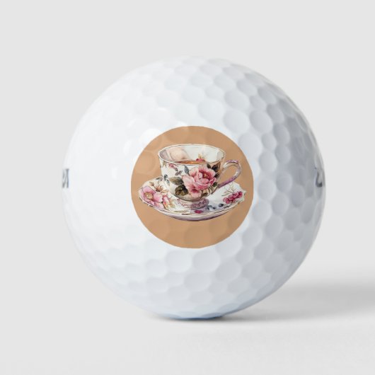 Antieke Roos Theetijd Bloem Golfballen (Voorkant)