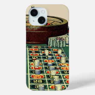 Antieke roulettetafel casino spel, gokchips iPhone 15 case