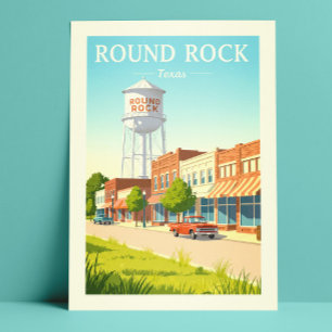 Antieke Round Rock Texas Briefkaart