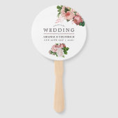 Antieke Roze en Bourgondiër Bloemige Trouwgunst Handwaaier (Voorkant)