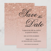 Antieke roze gouden glittergradiënt save the date (Voorkant / Achterkant)