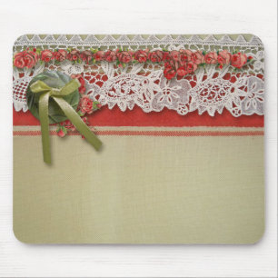 Antieke Roze Kant Rustieke Rode Victoriaanse Jute Muismat