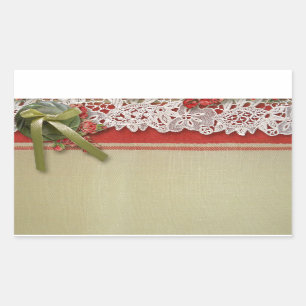 Antieke Roze Kant Rustieke Rode Victoriaanse Jute Rechthoekige Sticker