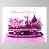 ANTIEKE ROZE KAR VAN ZWANEN EN CUPCAKES