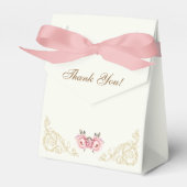 Antieke Roze Pioen Bruidsdouche Bedankdoosjes (Voorkant Zijde)