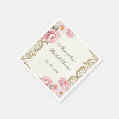 Antieke Roze Pioen Bruidsdouche Servet (Hoek)