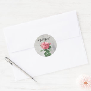 Antieke Roze Roos Bedankt Sticker Zegel