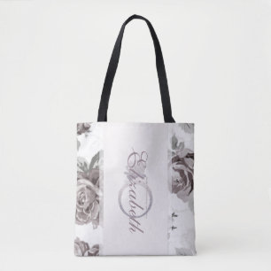 Antieke roze roos verlovingsfeest cadeau tote bag