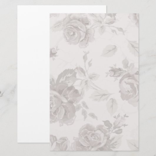 Antieke roze roos verlovingsfeest stationair briefpapier (Voorkant / Achterkant)