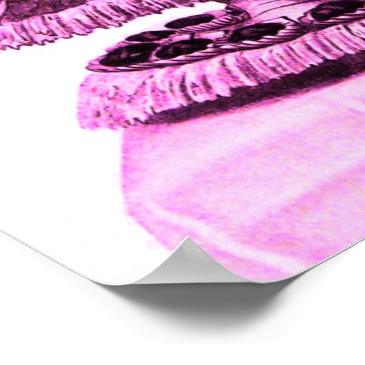 ANTIEKE ROZE STRIJDWAGEN VAN ZWANEN EN CUPCAKES POSTER (Hoek)