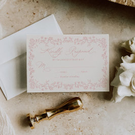 Antieke Rozen Bloemstuk Bruiloft RSVP Kaart