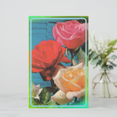 Antieke Rozen Briefpapier (Staand voorkant)