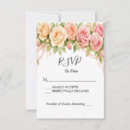 Antieke Rozen Bruiloft RSVP Kaart