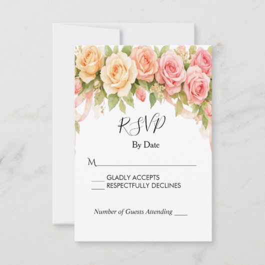 Antieke Rozen Bruiloft RSVP Kaart (Voorkant)