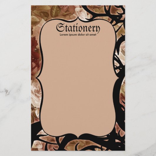 Antieke Rozen En Doorns Briefpapier (Voorkant)