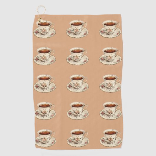 Antieke Rozen Theekop Print Golf Handdoek (Voorkant)