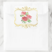 antieke rozen vierkante sticker (Tas)