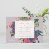 Antieke rozen Vintage lila trouwuitnodiging Kaart (Staand voorkant)