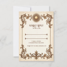 Antieke RSVP kaart Elegante Trouwreactiekaart