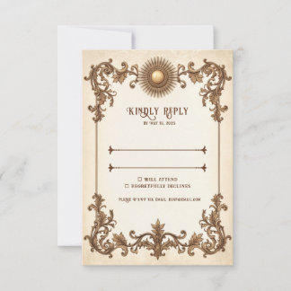 Antieke RSVP kaart Elegante Trouwreactiekaart