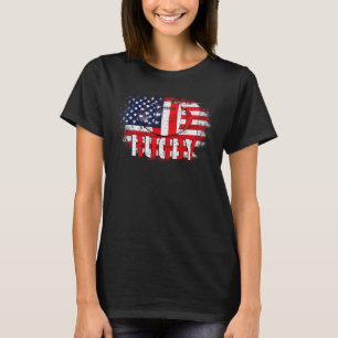 Antieke Rugbybal Met Amerikaanse Vlag Sportteam T-shirt