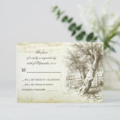 antieke rustieke boom oude papieren trouw RSVP-kaa RSVP Kaartje (Staand voorkant)