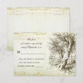 antieke rustieke boom oude papieren trouw RSVP-kaa RSVP Kaartje (Voorkant / Achterkant)