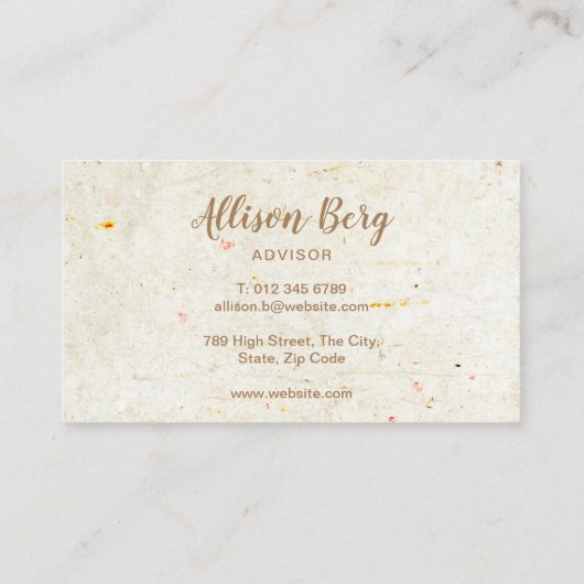 Antieke Rustieke Elegante Script Visitekaartje (Achterkant)