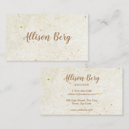 Antieke Rustieke Elegante Script Visitekaartje (Voorkant / Achterkant)