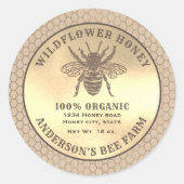 Antieke rustieke Kraft gouden bij honingpot label (Voorkant)