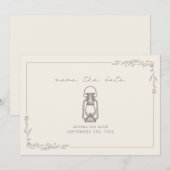 Antieke Rustieke Lantaarn Amethyst Bruiloft Save The Date (Voorkant / Achterkant)