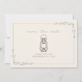 Antieke Rustieke Lantaarn Amethyst Bruiloft Save The Date