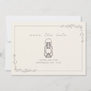 Antieke Rustieke Lantaarn Amethyst Bruiloft Save The Date